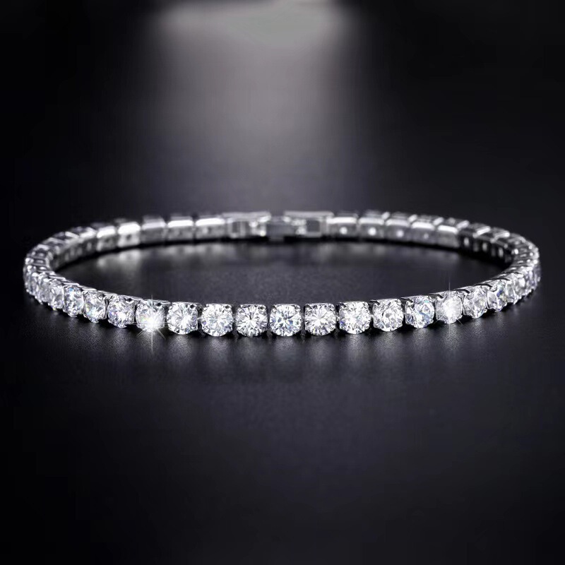 3mm Zircon Tennis Bracelet Unisex European and American Accessible Luxury Fashion Bracelet Bracelet Ins Cross-Border Factory Wholesale
