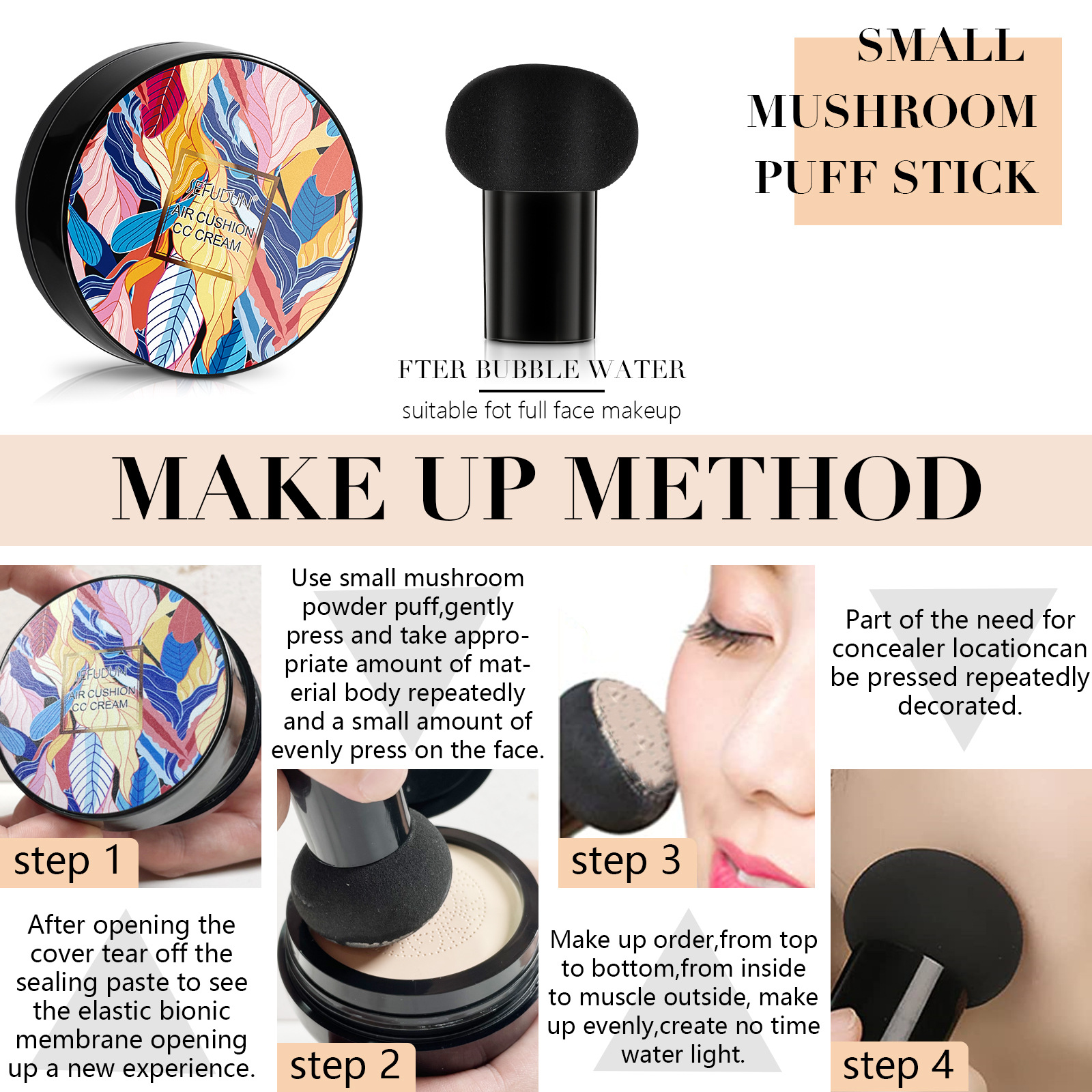 Title 1, Mushroom Shaped Air Cushion Liquid Foundation M...