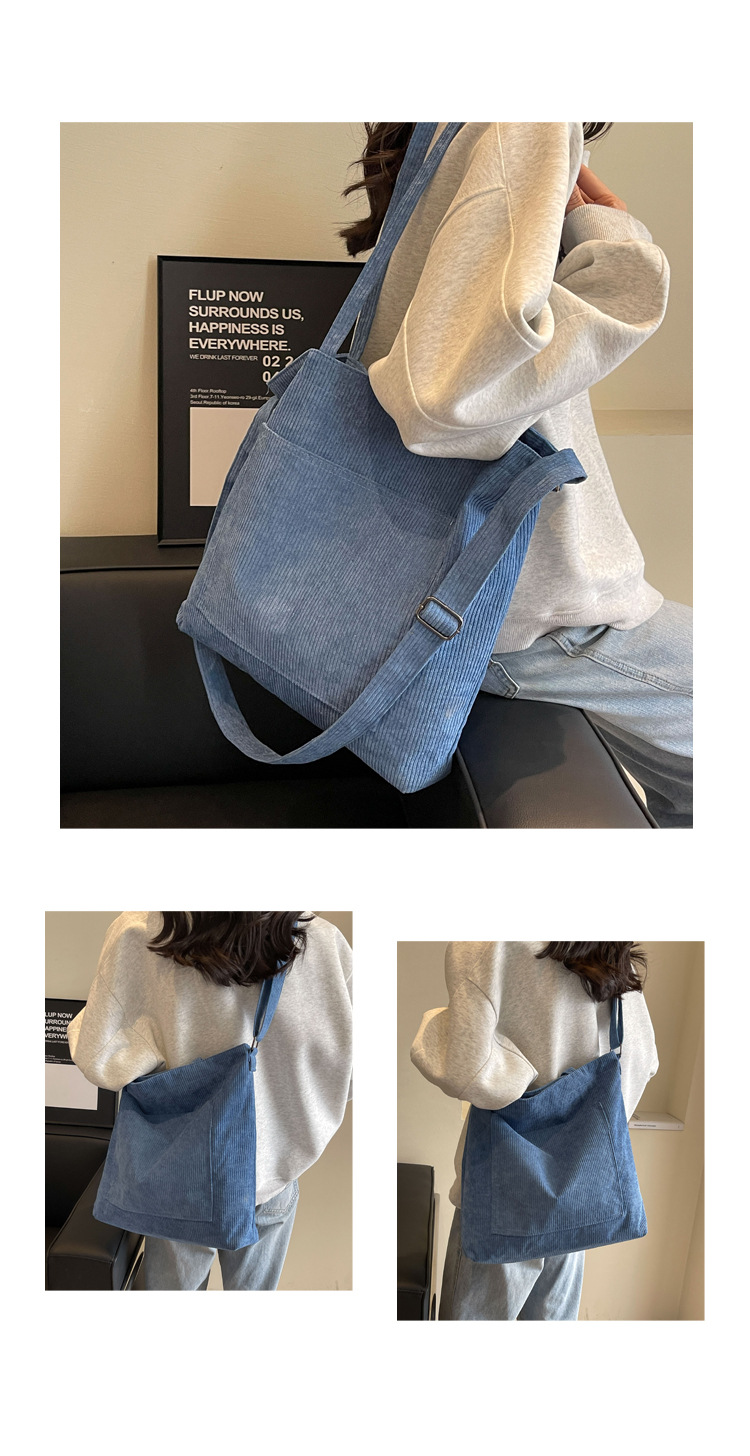 New Korean-style simple large-capacity handbag, casual corduroy single-shoulder bag, versatile travel light crossbody bag wholesale undefined