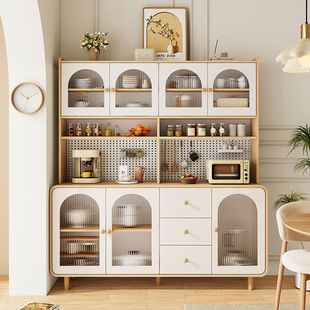 Log Cream Style Sideboard Against the Wall Integrated Kitchen Guest Restaurant Storage Cabinet Multi-Functional Storage Cabinet Solid S^