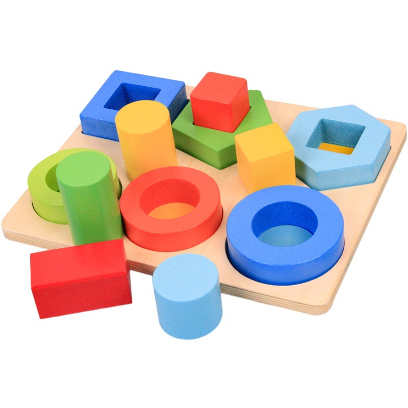 Forma a juego tridimensional bloques de construcción de madera rompecabezas juguetes de color educación temprana rompecabezas Comercio exterior Exportación niños iluminación