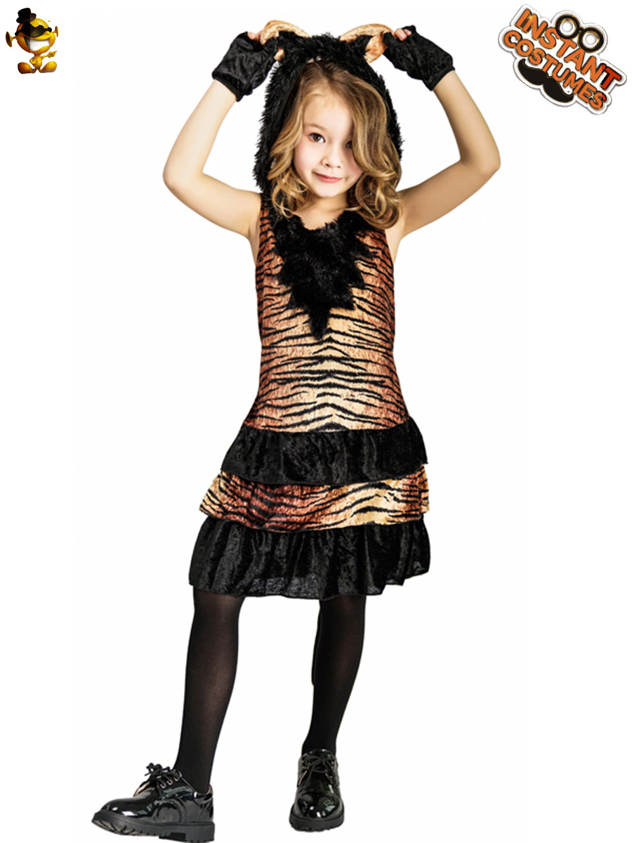 Ropa de rendimiento de la etapa de los niños Halloween carnaval tigre vestido de niñas ropa de distribución transfronteriza al por mayor
