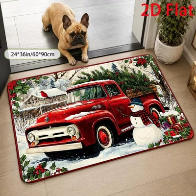 Christmas decorative floor mat, American-style | Avtomobil döşəmə paspasları - 84sdlr-door-mat-3-4060cmcrystal-velvet-with-dot-plastic-backing