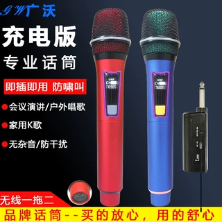 充电式即插即用无线话筒家用麦克风一拖二KTV户外会议唱歌