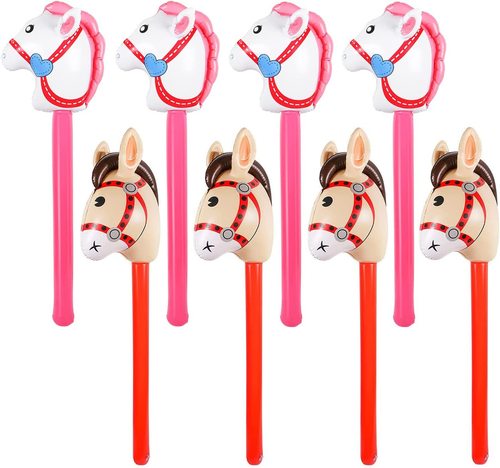 Cross-border wholesale inflatable horse head stick, inflatable unicorn stick children's toy stick, horse stick animal head