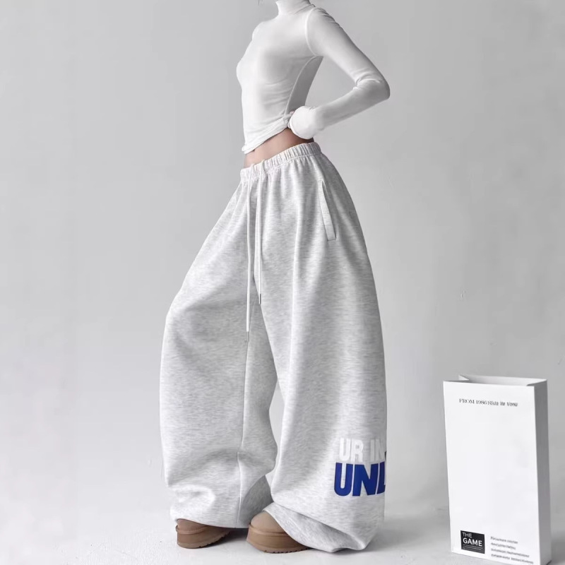High Street Hip-Hop Letter Print Street Dance Sweatpants for Women, Spring Jazz Slimming Leg-Shaping Jazz Dance Pants