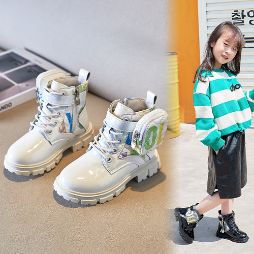 Girls Martin Boots 2024 Autumn and Winter New Autumn Single Boots British Style Princess Short Boots Small School Bag Children's Boots