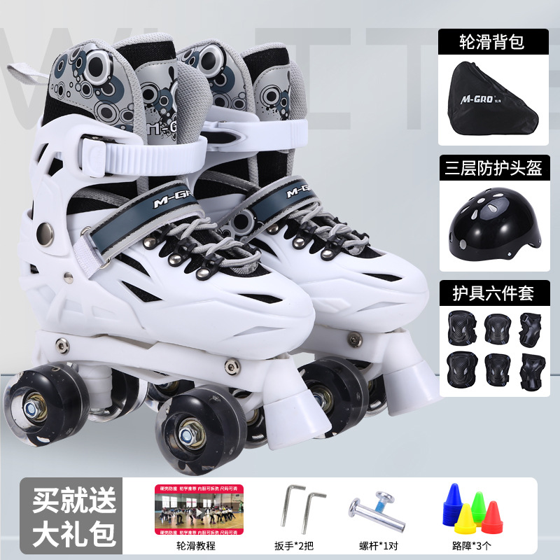 Roller Skates, Roller Skates, Roller Skates for Beginners, Black and White Models, Double Rows of Two-Clogs