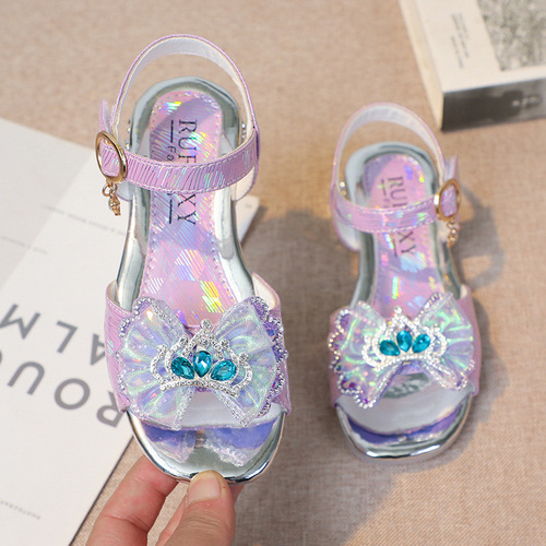 Factory direct supply of girls sandals  summer new middle and large children open toe Velcro student dance shoes wholesale