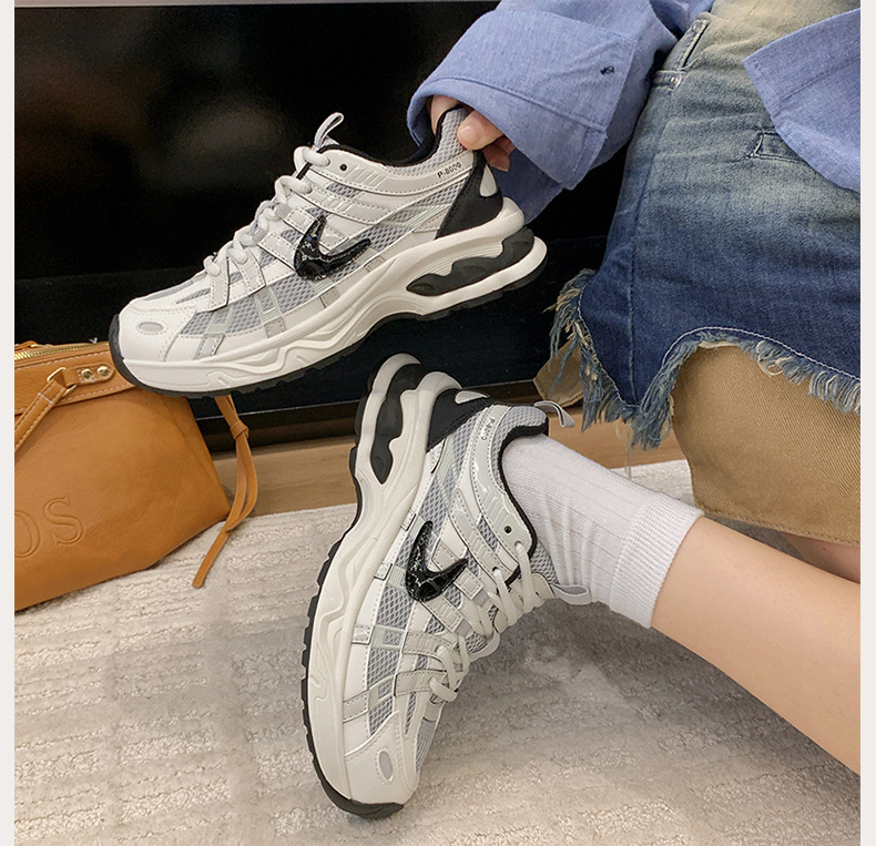 Herbst/Winter 2025: Neue Papa-Schuhe aus echtem Ledernetzgewebe mit dicker Sohle, speziell für Frauen entworfen, vielseitiger, lässiger Schnürschuh mit runder Spitze._voghion.com