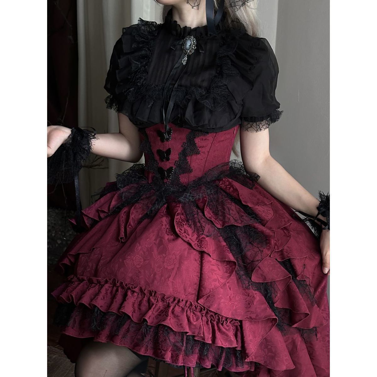 Lolita girl Halloween lolita Christmas cosplay waist-slimming dark gothic style two-piece outfit for women
