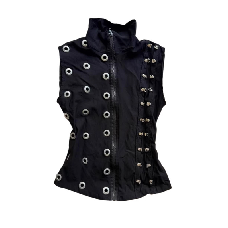 Y2K Gothic Retro 2026 New Style Women's Slim-Fit Sleeveless Vest Cross-Border European and American Ins High Street Fashion Vest Y2K Gothic Retro 2026 New Style Women's Slim-Fit Sleeveless Vest Cross-Border European and American Ins High Street Fashion Vest