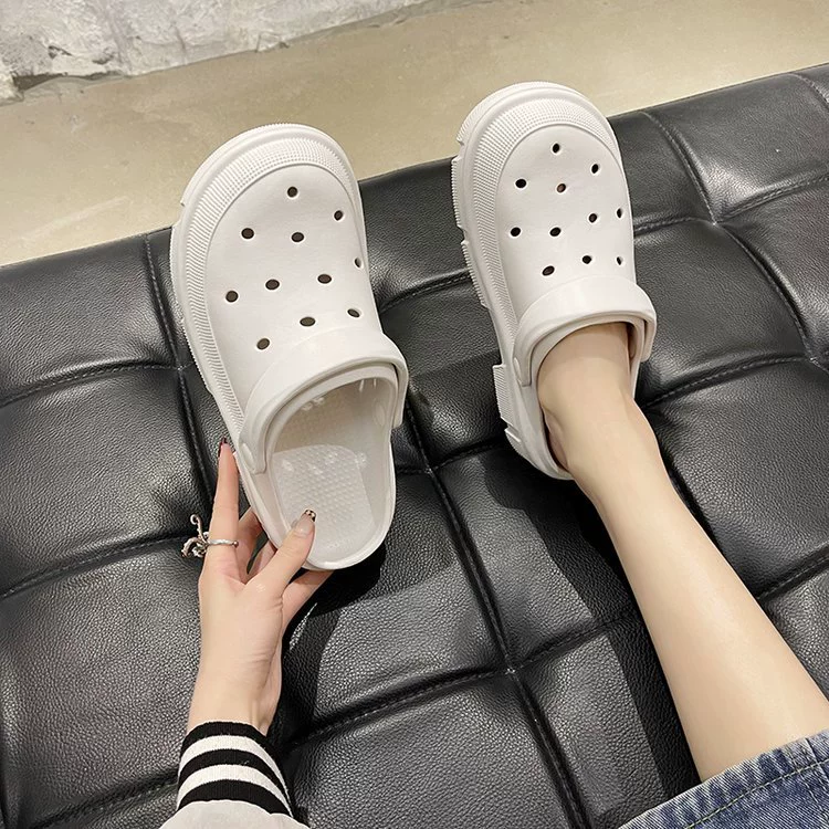 Однотонные Crocs женские весна и лето домашняя обувь с толстой подошвой пляжные ботоу EVA сандалии и тапочки для мужчин