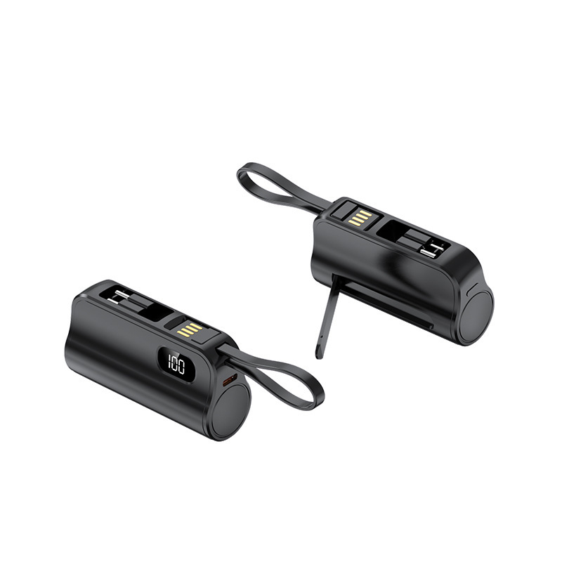 国境を越えた新しいミニカプセルパワーバンク 5000 mAh コンパクトなモバイル電源、テールプラグとプリントされたロゴが付属|undefined