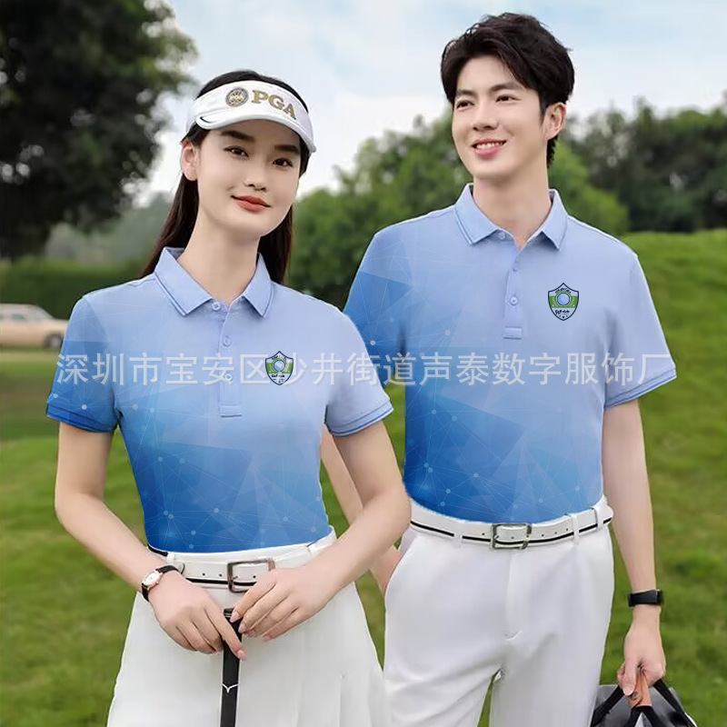 Custom Golf Digital Printing Quick-drying Short-sleeved T-shirt Summer Beach Style Golf Men's Sport Lel Polo Shirt