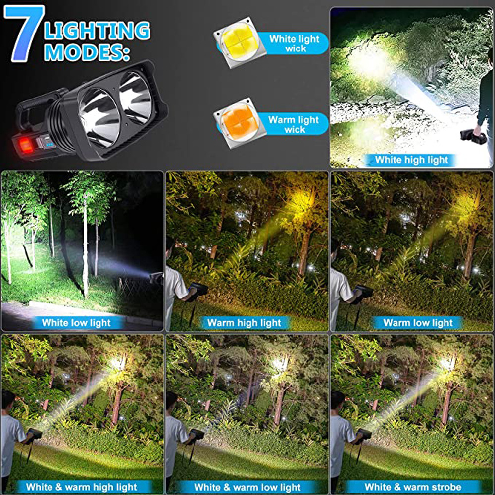 Transfronterizo nuevo USB recargable reflector portátil al aire libre P50 blanco amarillo doble luz linterna luz de trabajo de emergencia al aire libre