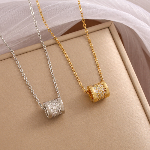 Hollywood Star Mini Waist Zircon Geometric Independent Luxury New Design Earrings Titanium Steel Necklace for Women