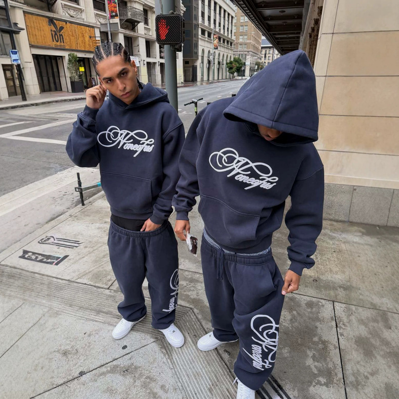 European and American Cross-Border New Dark Gothic Style Hooded Sweatshirt for Men and Women, Trendy Brand Letter Print Loose Casual Sweatpants European and American Cross-Border New Dark Gothic Style Hooded Sweatshirt for Men and Women, Trendy Brand Letter Print Loose Casual Sweatpants
