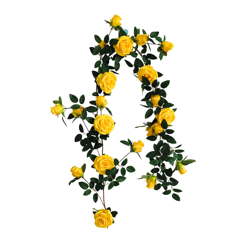 Simulación de rosas de vid de flores falsas de vid tubería de aire acondicionado para proteger la decoración del techo de la sala de estar de vid de plástico enredado transfronterizo