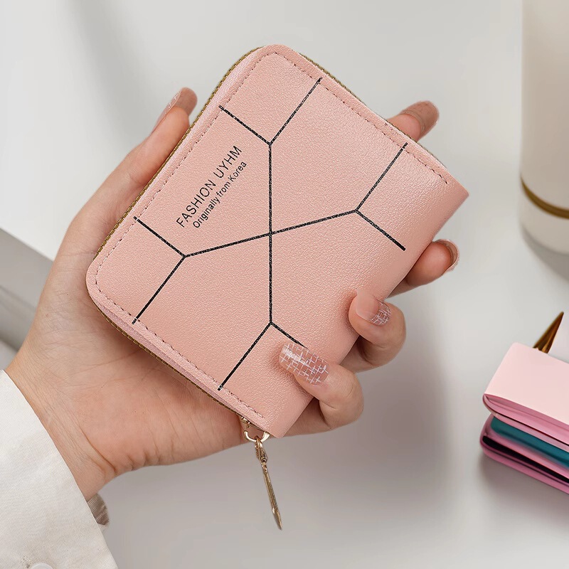 New Women's Wallet Short Simple Card Holder Wallet Summer Wallet Cross-Border Geometric Pattern Zipper Coin Purse
