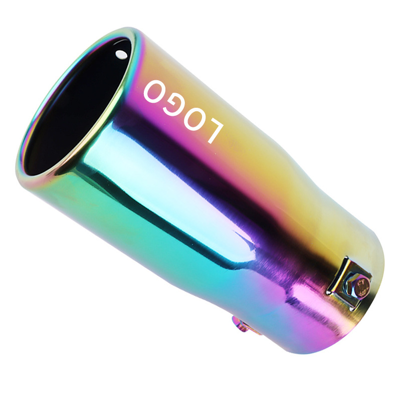 Factory direct supply modified single tail throat universal stainless steel exhaust pipe muffler car tail throat thickened grilled blue