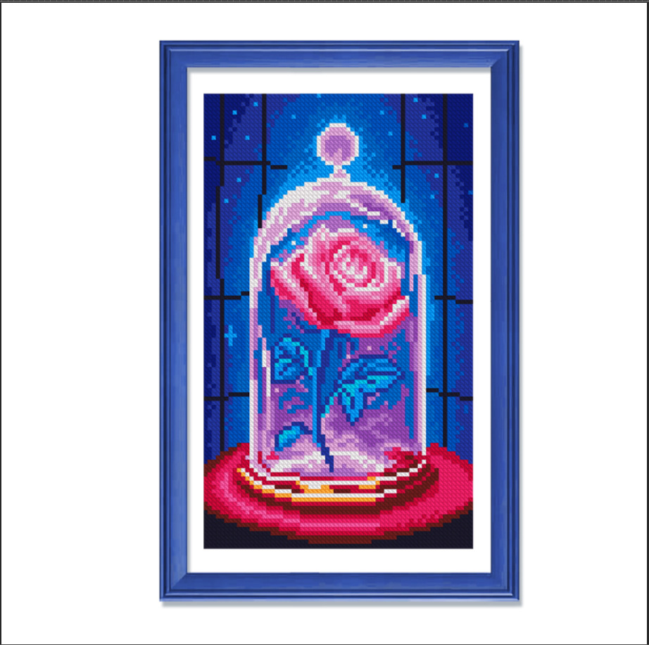 Mona Lisa Real Rosas de vidrio de bordado cruzado nuevo estilo hermoso paisaje de sueño sala de estar puerta de entrada pequeña bordado cruzado image 2