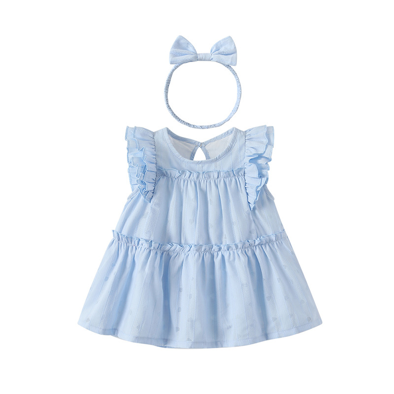 106059819@qq.com Girls' Summer Class A Stylish Princess Dress, New Children's Clothing, Blue Baby Dress With Flutter Sleeves_voghion.com