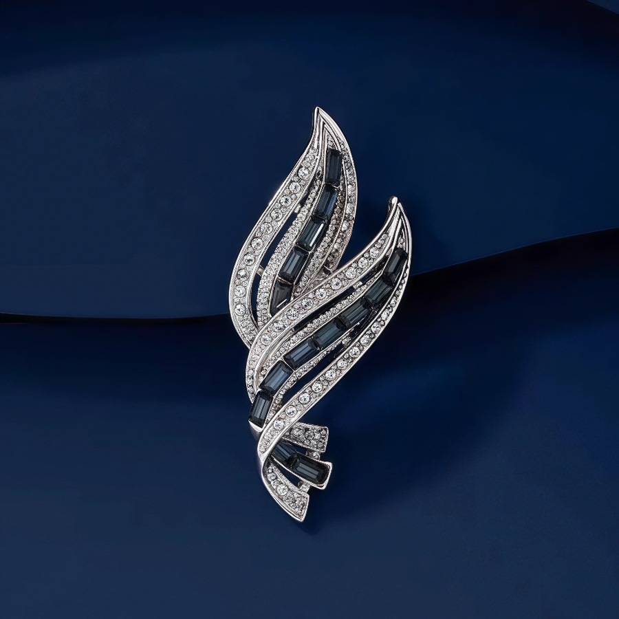 Pai Lan Brooch High-end Spring Women's Exquisite Distinctive Crystal Leaf Corsage Suit Coat Pin Design Sense Accessories