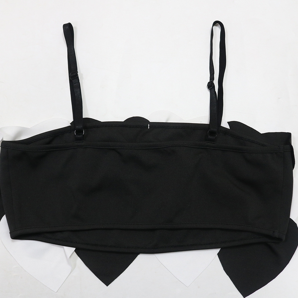 Sling Burning Floral Top Slim Fit High Slit Skirt Solid Color Two Piece Set Women