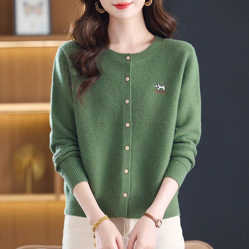 High-end wool cardigan for women, new spring and autumn style, round neck, fashionable, age-reducing, loose-fitting, slimming knitted jacket High-end wool cardigan for women, new spring and autumn style, round neck, fashionable, age-reducing, loose-fitting, slimming knitted jacket
