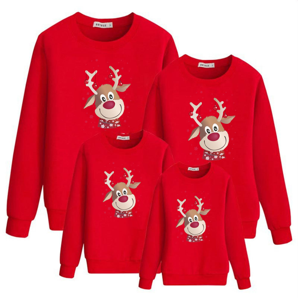 Otoño e Invierno Terry suéter ropa de padre-hijo una familia de tres o cuatro madre-hija padre-hijo Año Nuevo rojo Año Nuevo saludo ropa completa decoración del hogar