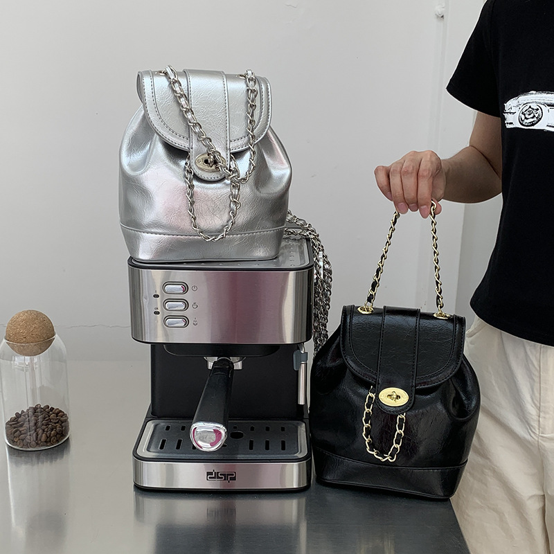 Summer Fashiony Women's Bags Second-hand Chain Mini Backpack Double Shoulder Single Shoulder Multifunctional Bucket Bag Ready In Stock