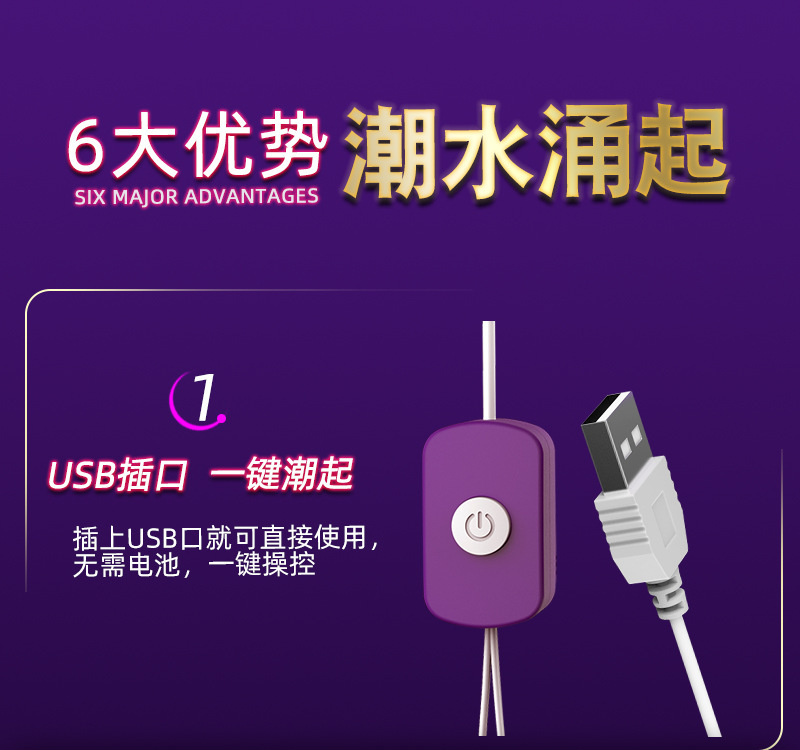 Laile USB Dual Vibrating Egg in Purple with Strong Vibration and Button Control — detail image 5
