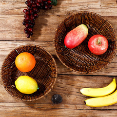 Handmade Round Simple Fruit Plate Vegetable Basket Home Storage Ethnic Style Basket Weaving Wholesale