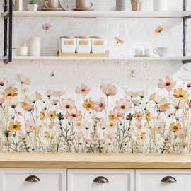 雏菊花朵植物踢脚线装饰贴画浴室玻璃清新花墙贴壁画贴纸 69055