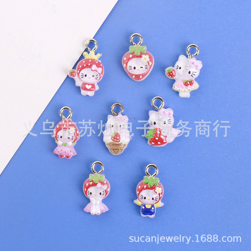 Cross-Border Pajamas Cross-Dressing Sanrio Cartoon Nail Art Accessories Cute Pudding Dog Kt Cat DIY Hairpin Nail Diamond Accessories