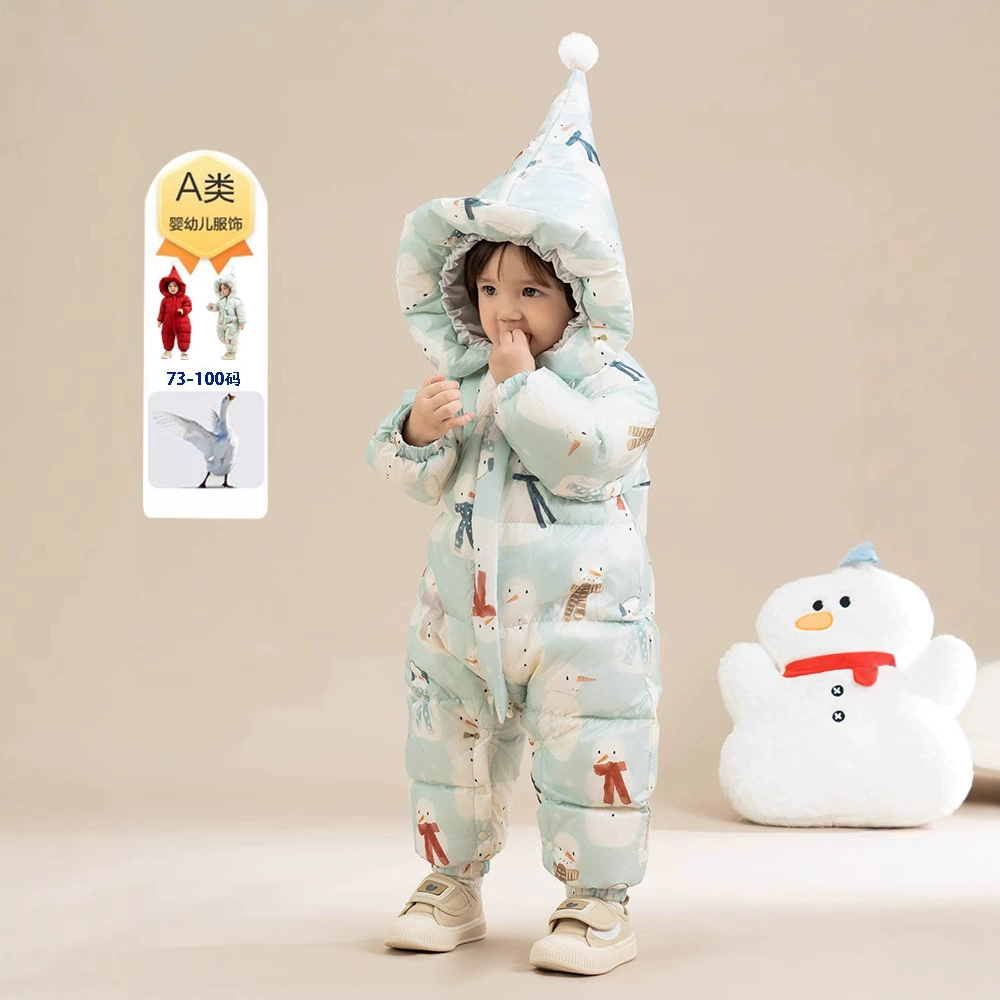 [Снеговик] Детский пуховик, детский зимний утепленный пуховый комбинезон, теплая уличная одежда для мальчиков и девочек