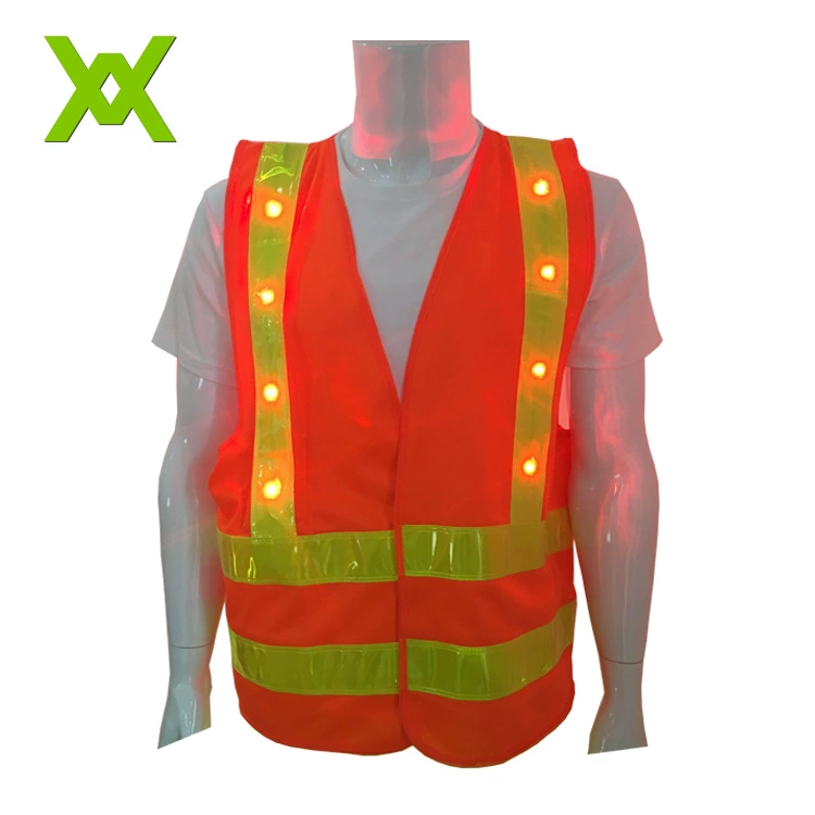 Передняя белая задняя красная светодиодная световая одежда с застежкой-молнией Защитная одежда для верховой езды Светоотражающая полоса ПВХ с легкой крышкой ярче и атмосфернее