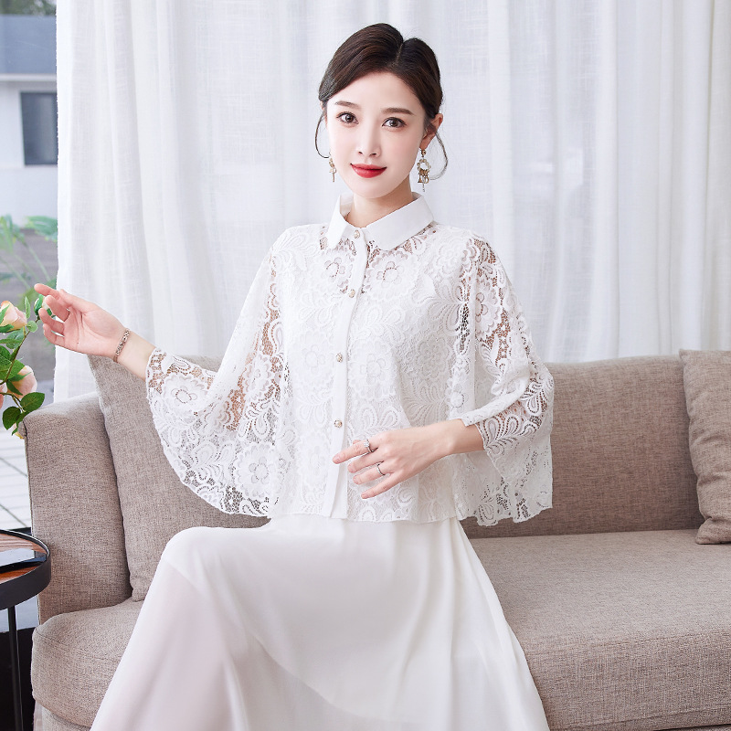 Fudaiyi 2039 Auspicious Flower Cape With Skirt, Lace Hollowed Out Shawl_voghion.com