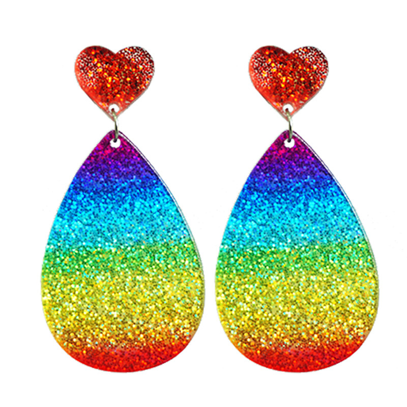 1 Pair Simple Style Classic Style Color Block Heart Shape Printing Arylic Pu Leather Drop Earrings display picture 6