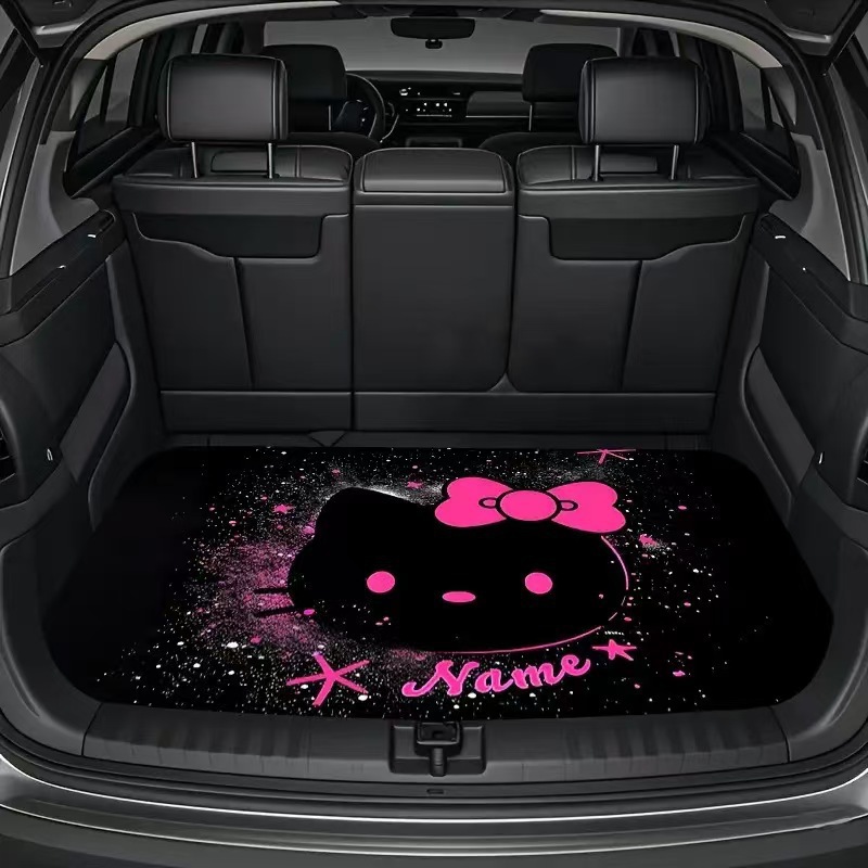 TEMU branded and shipped cute Hello Kitty car trunk mat, dirt-resistant, dust-proof, non-slip, easy to maintain car floor mat