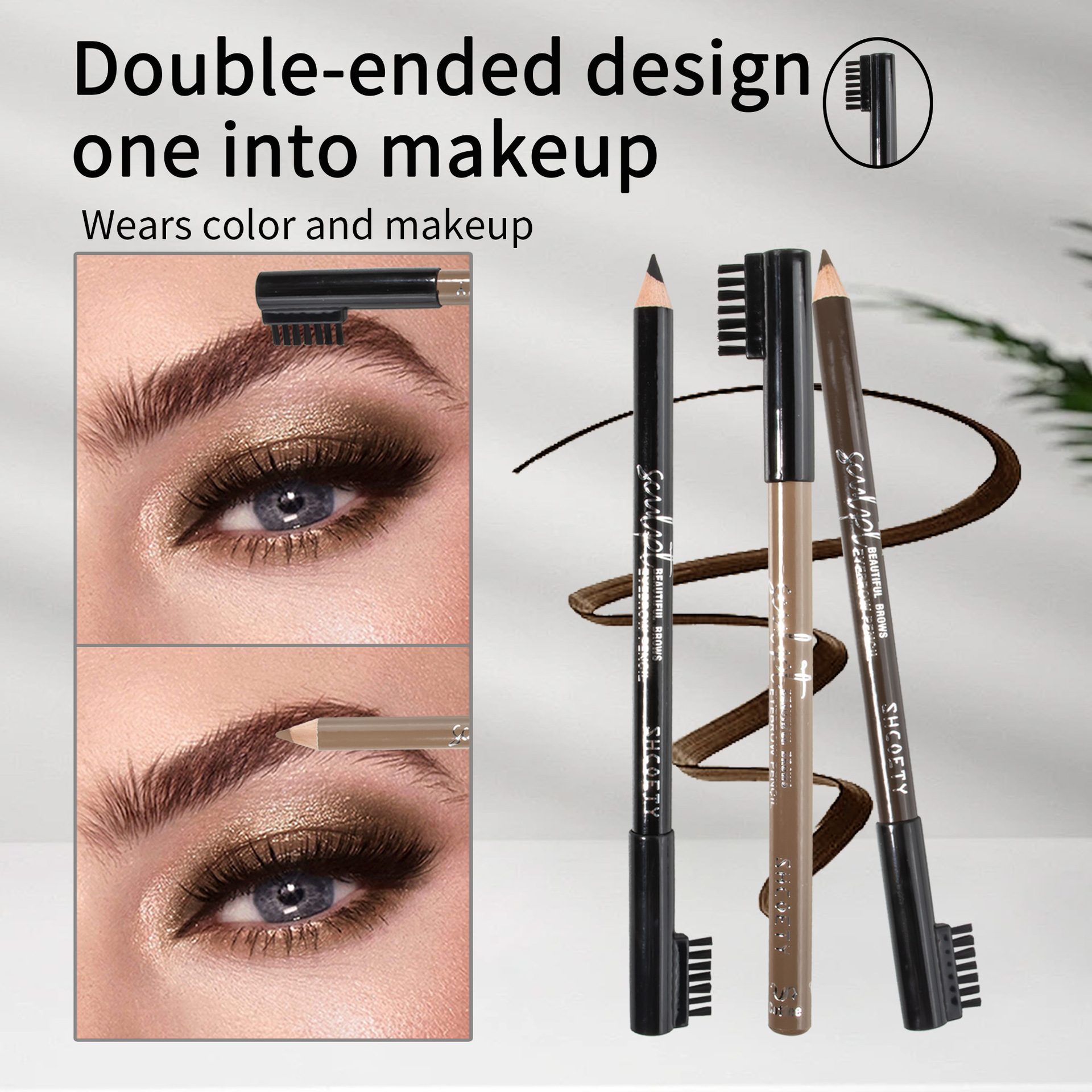 SHCOETY eyebrow brush, a wooden eyebrow brush, is waterproof, does not smudge or fade. It is a natural multi-color makeup pen that crosses borders undefined