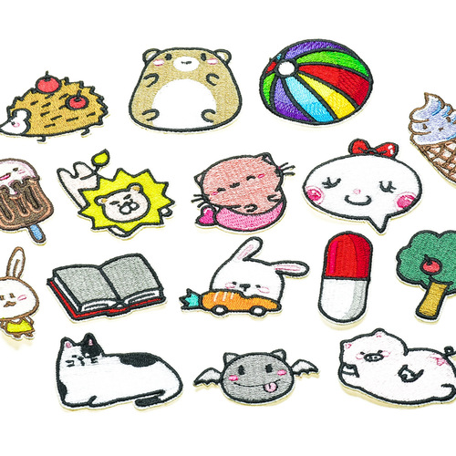Original cartoon small animal embroidery cloth stickers for mobile phone cases, water cup stickers, clothing patches, cat and rabbit book stickers