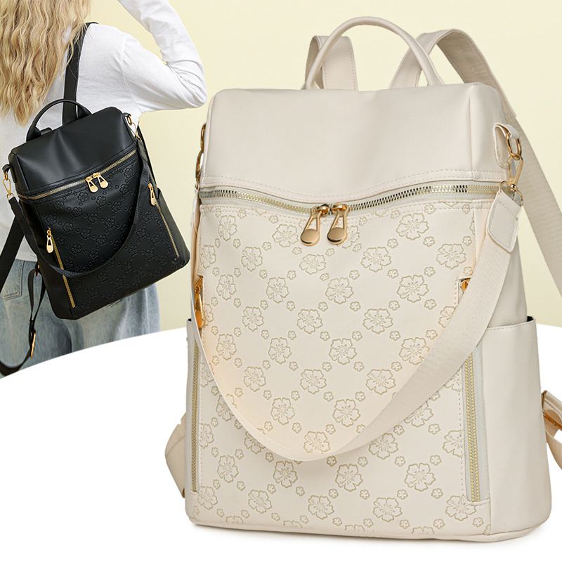 2025 nueva mochila de PU para mujer casual de moda clásica retro de gran capacidad mochila escolar para estudiantes