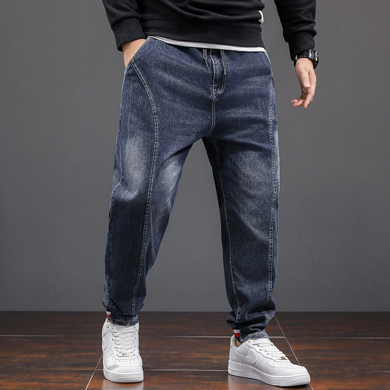 Little Fat Cow nueva marca de moda de los hombres pantalones vaqueros flacos elásticos gordos sueltos pantalones de cintura elástica de moda