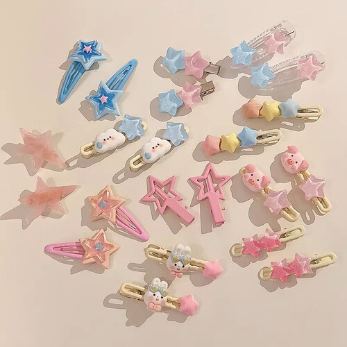 y2k girl dopamine hair clip children hair accessories short hair duckbill clips forehead fringe star hair pin