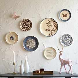 陶瓷挂盘墙饰餐厅墙面欧式陶艺壁挂创意墙上挂饰美式盘子装饰挂件