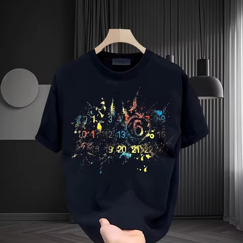 Hip-Hop Brand Summer Graffiti Print Men's New Style Casual T-Shirt Short-Sleeved Multi-Functional Round Neck Loose Fit Hip-Hop Brand Summer Graffiti Print Men's New Style Casual T-Shirt Short-Sleeved Multi-Functional Round Neck Loose Fit