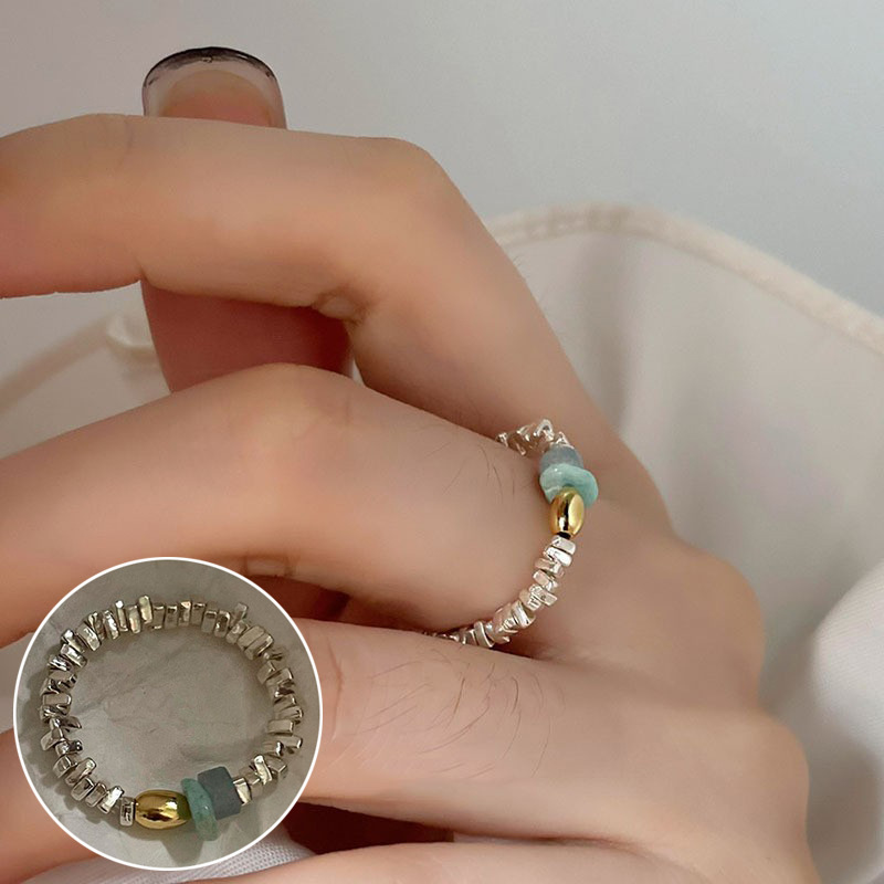 Anillo cuadrado chapado en plata S925 para mujer, anillo abierto en forma de V geométrico de moda vintage, anillo irregular para el dedo índice estilo ins.