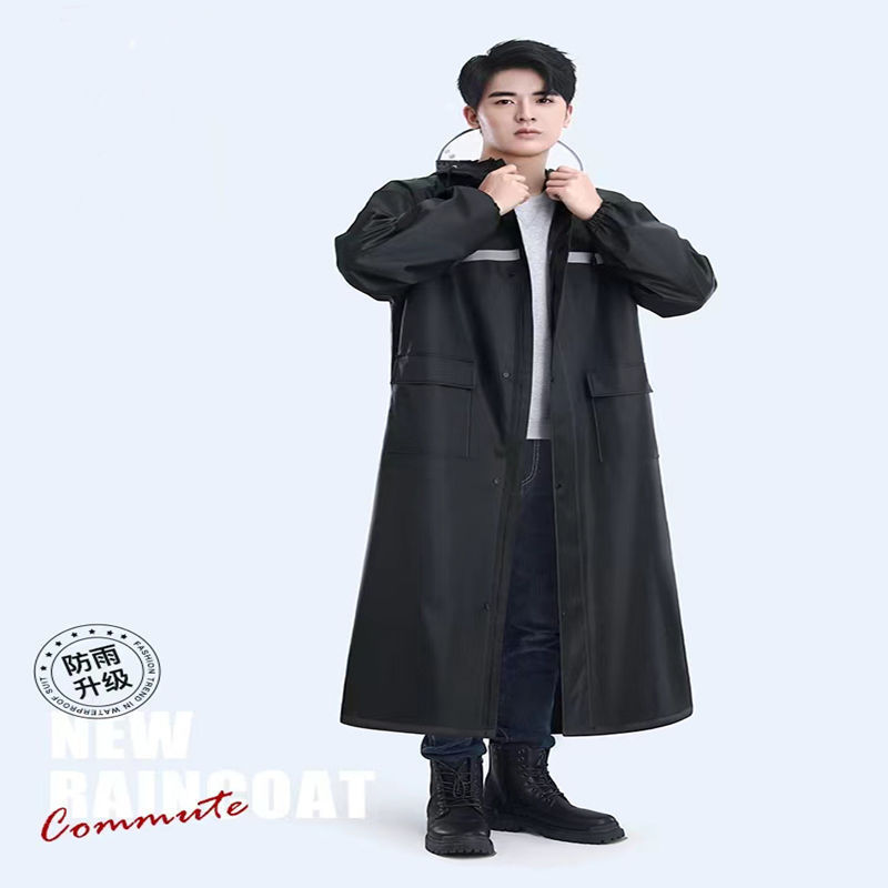 Raincoat largo a prueba de tormentas para hombres y mujeres al aire libre una sola capa de lluvia a pie gruesa larga protección ambiental y protección del trabajo